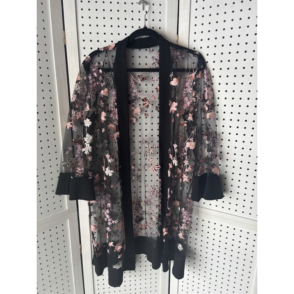 Floral Sheer Black Cardigan